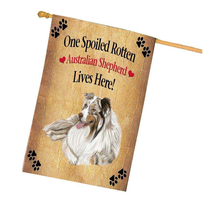 Australian Shepherd Spoiled Rotten Dog House Flag