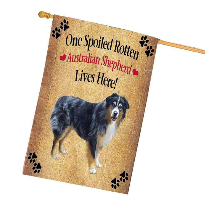 Australian Shepherd Spoiled Rotten Dog House Flag