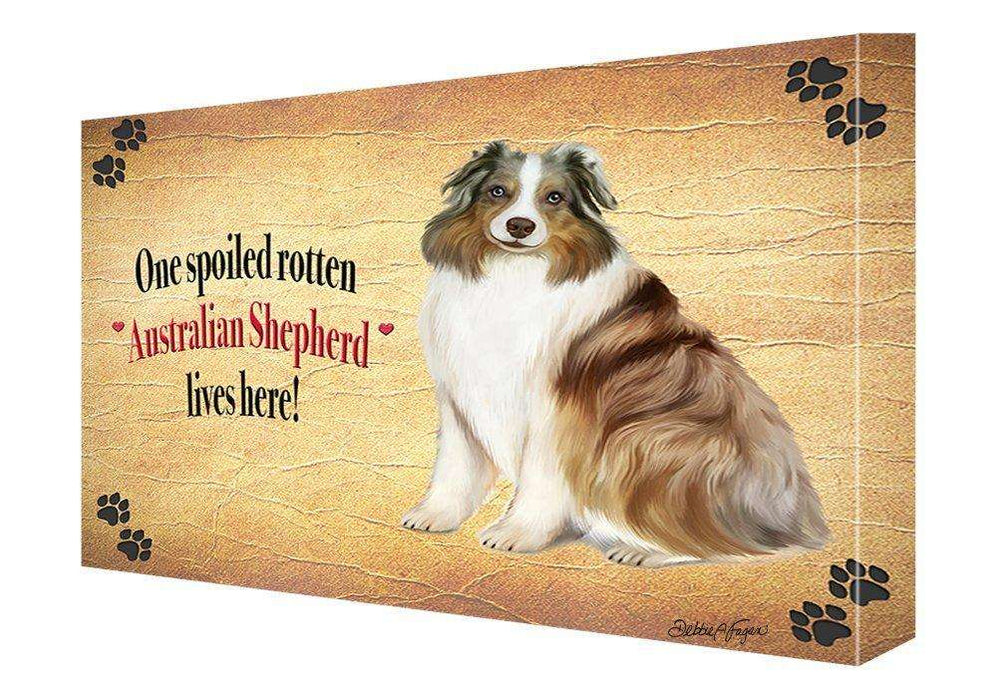 Australian Shepherd Spoiled Rotten Dog Painting Printed on Canvas Wall Art Signed