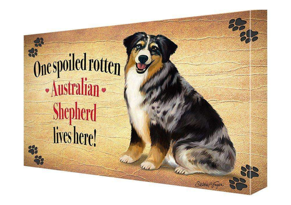 Australian Shepherd Spoiled Rotten Dog Painting Printed on Canvas Wall Art Signed