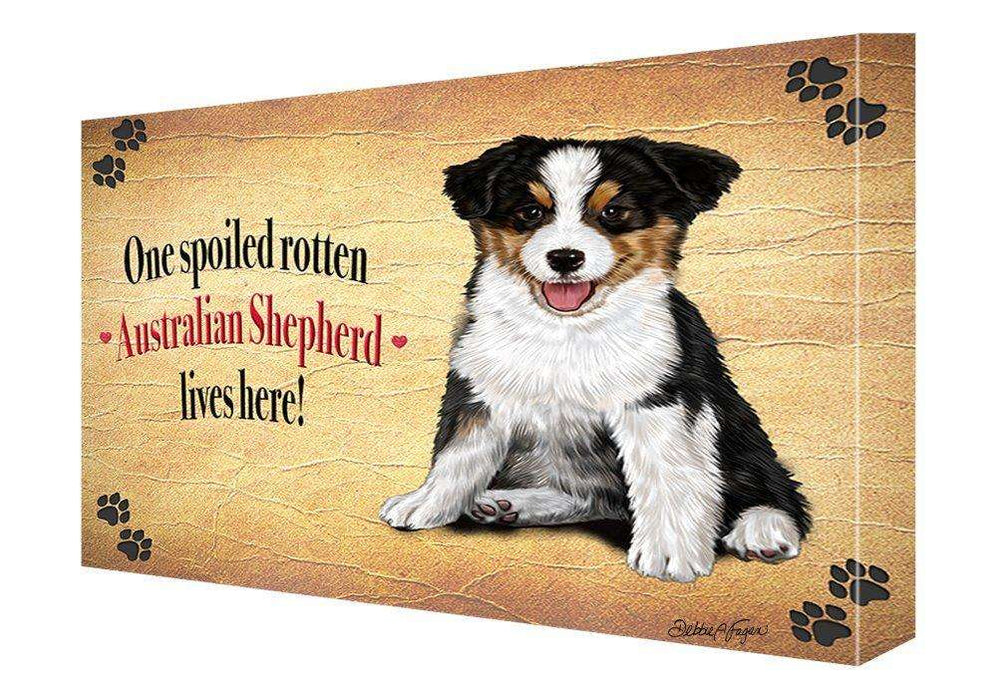 Australian Shepherd Spoiled Rotten Dog Painting Printed on Canvas Wall Art Signed