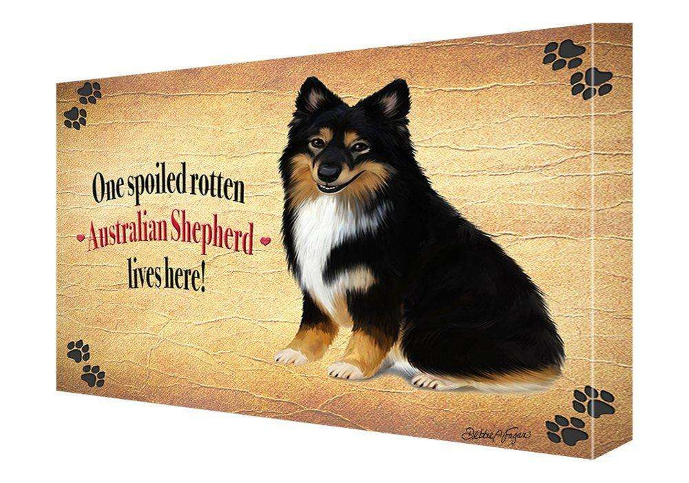 Australian Shepherd Spoiled Rotten Dog Painting Printed on Canvas Wall Art Signed