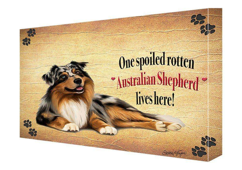 Australian Shepherd Spoiled Rotten Dog Painting Printed on Canvas Wall Art Signed