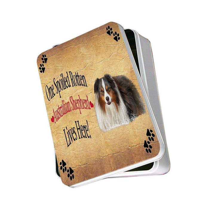 Australian Shepherd Spoiled Rotten Dog Photo Storage Tin