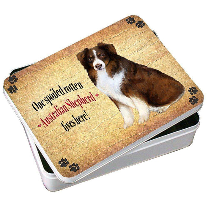 Australian Shepherd Spoiled Rotten Dog Photo Storage Tin