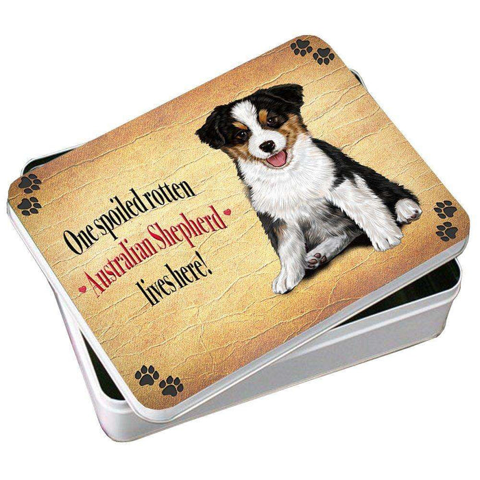 Australian Shepherd Spoiled Rotten Dog Photo Storage Tin