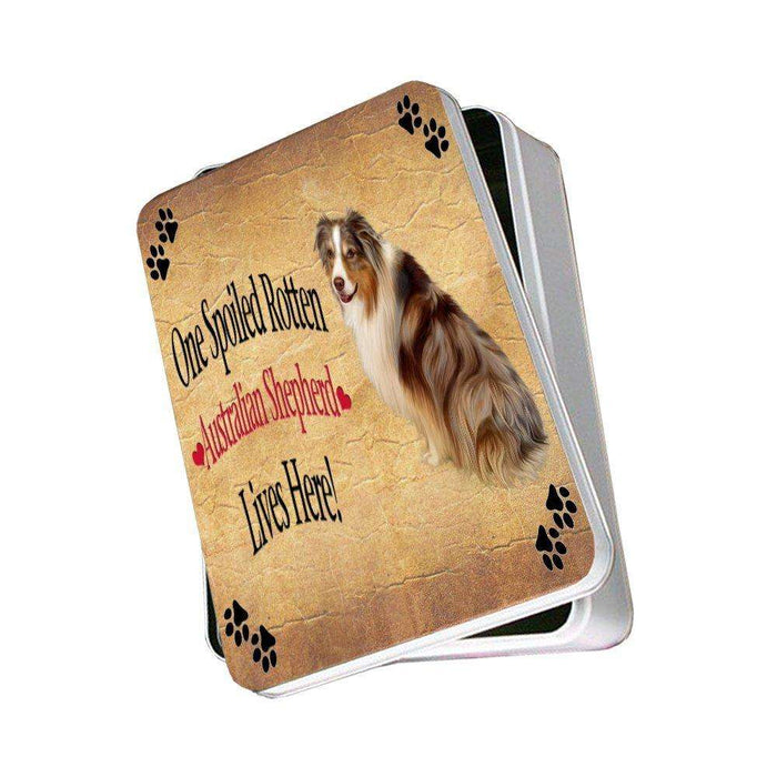 Australian Shepherd Spoiled Rotten Dog Photo Storage Tin