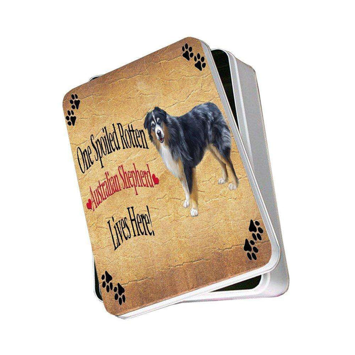 Australian Shepherd Spoiled Rotten Dog Photo Storage Tin