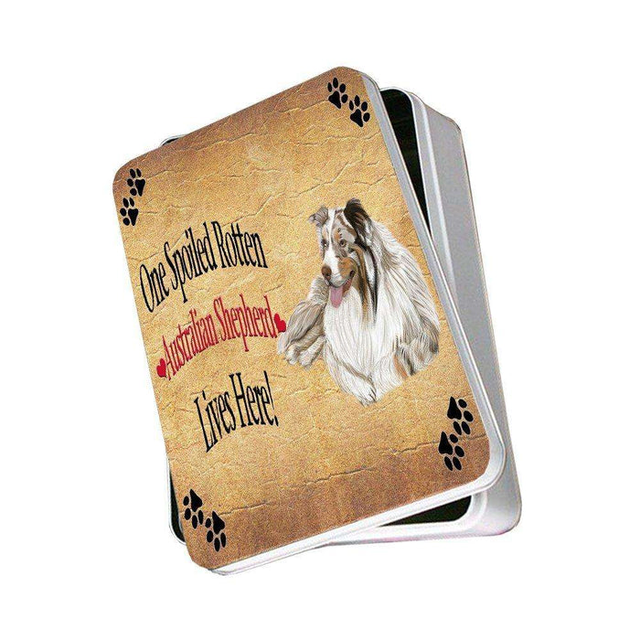 Australian Shepherd Spoiled Rotten Dog Photo Storage Tin