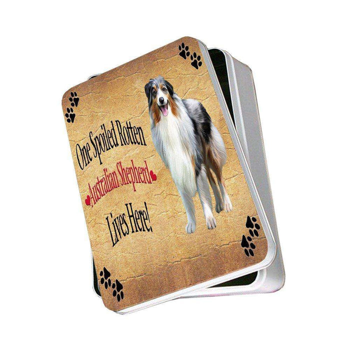 Australian Shepherd Spoiled Rotten Dog Photo Storage Tin