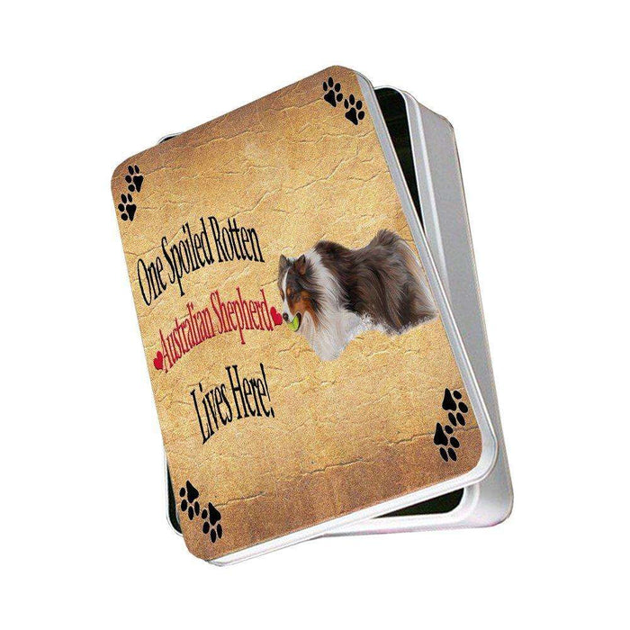 Australian Shepherd Spoiled Rotten Dog Photo Storage Tin