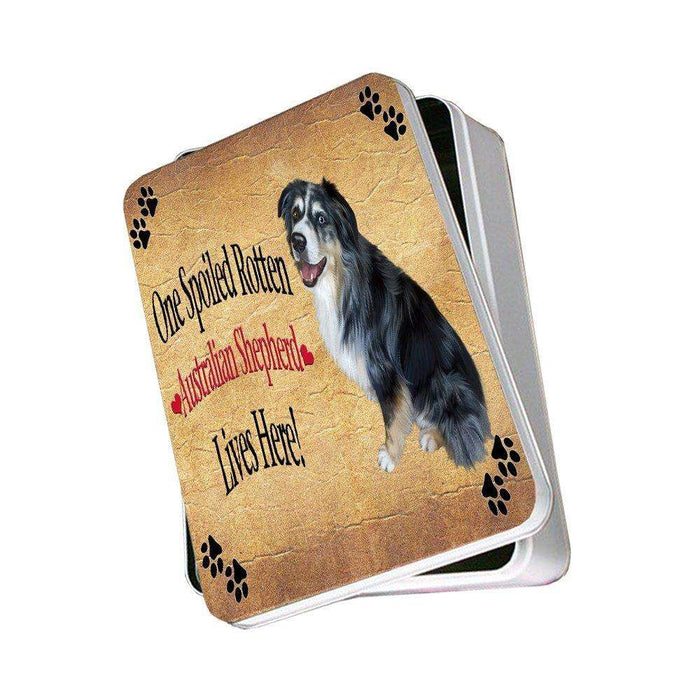 Australian Shepherd Spoiled Rotten Dog Photo Storage Tin