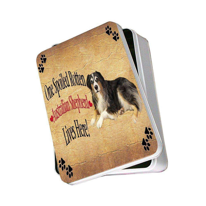 Australian Shepherd Spoiled Rotten Dog Photo Storage Tin