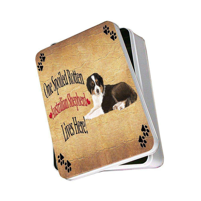 Australian Shepherd Spoiled Rotten Dog Photo Storage Tin