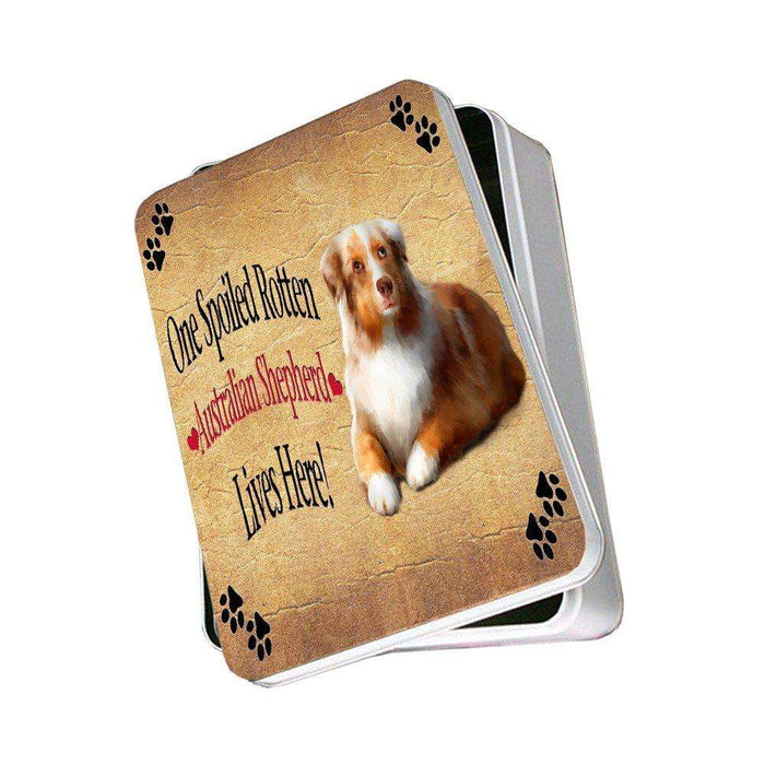 Australian Shepherd Spoiled Rotten Dog Photo Storage Tin