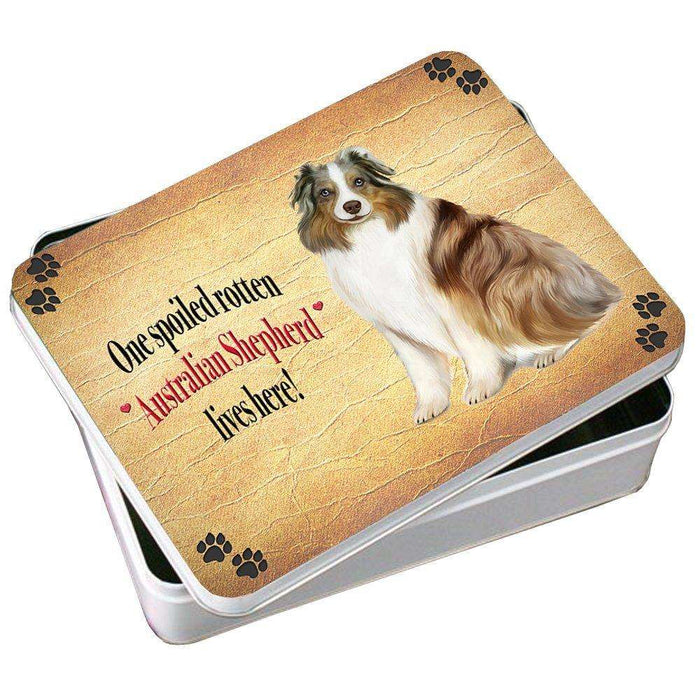 Australian Shepherd Spoiled Rotten Dog Photo Storage Tin