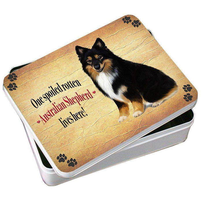 Australian Shepherd Spoiled Rotten Dog Photo Storage Tin