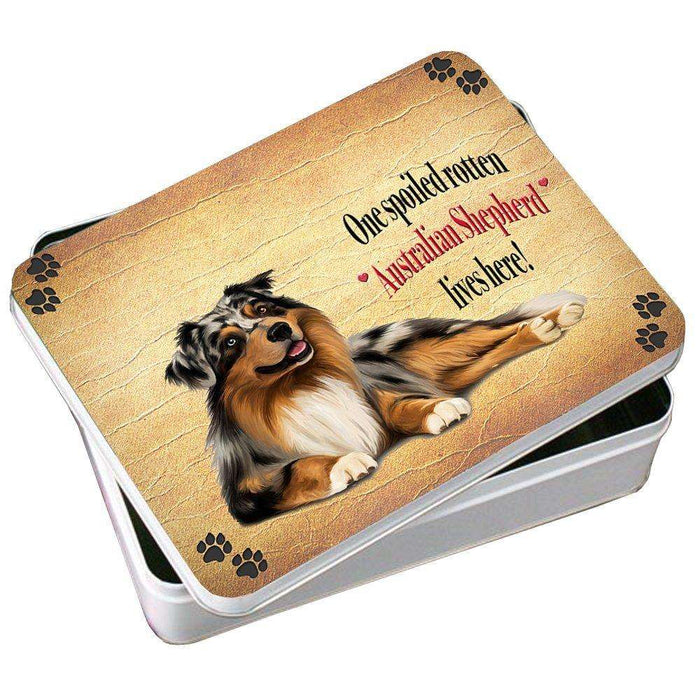 Australian Shepherd Spoiled Rotten Dog Photo Storage Tin