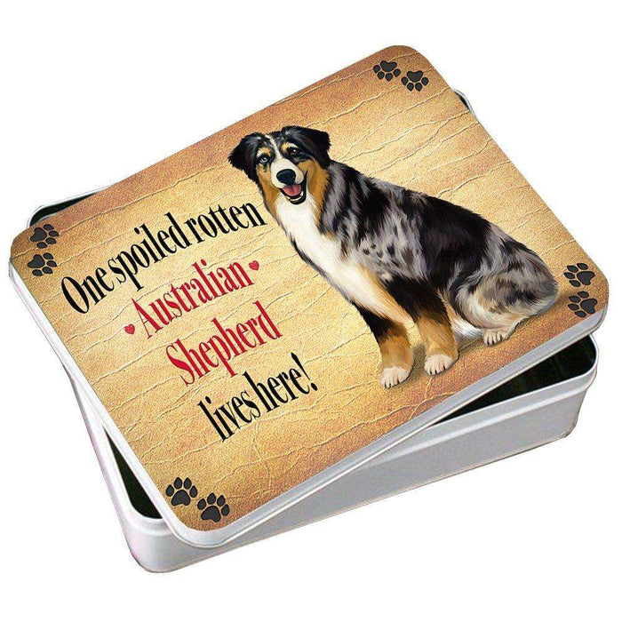 Australian Shepherd Spoiled Rotten Dog Photo Storage Tin