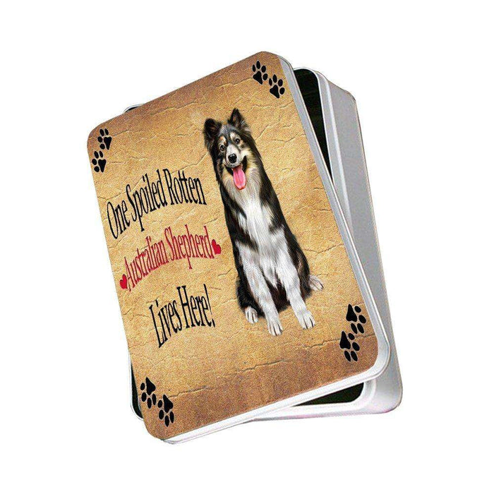 Australian Shepherd Spoiled Rotten Dog Photo Storage Tin