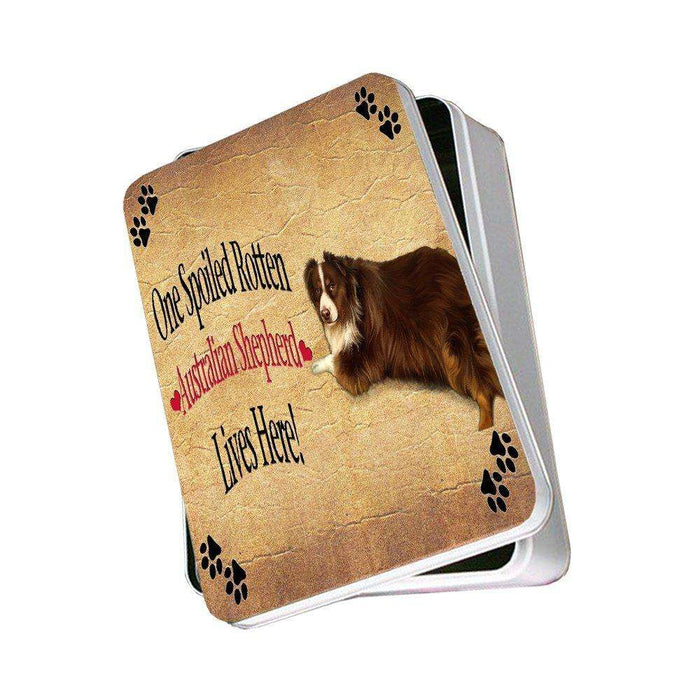 Australian Shepherd Spoiled Rotten Dog Photo Storage Tin