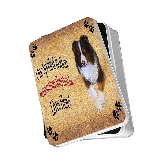 Australian Shepherd Spoiled Rotten Dog Photo Storage Tin