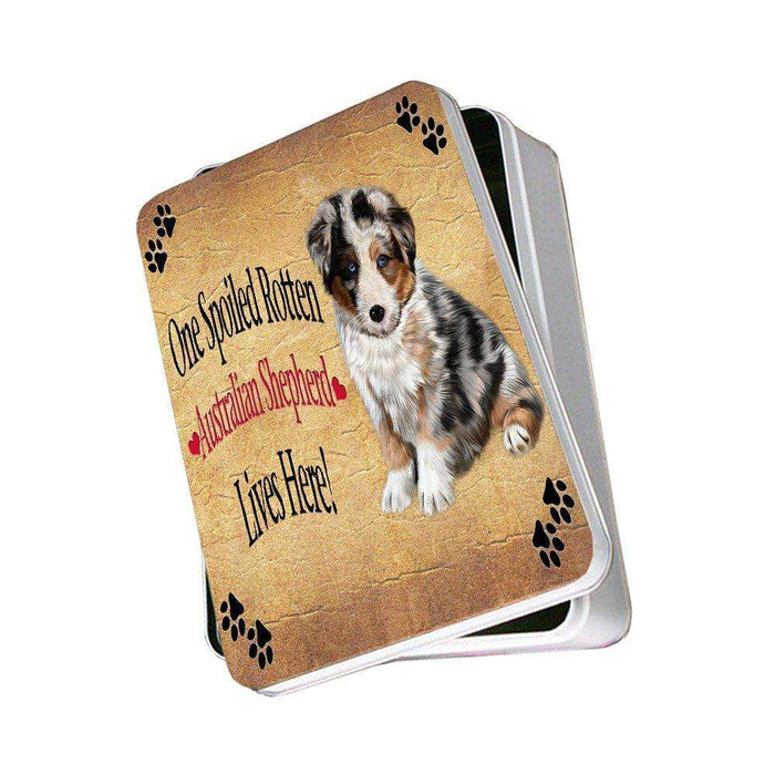 Australian Shepherd Spoiled Rotten Dog Photo Storage Tin