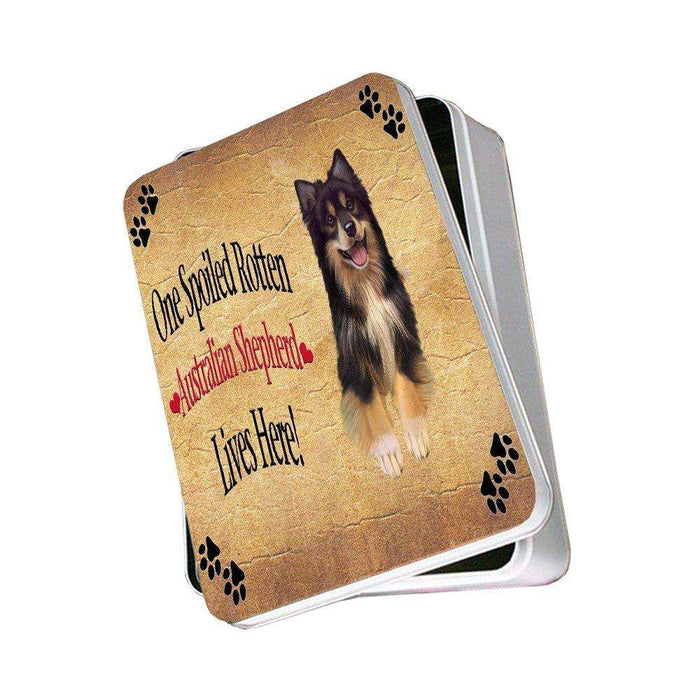 Australian Shepherd Spoiled Rotten Dog Photo Storage Tin