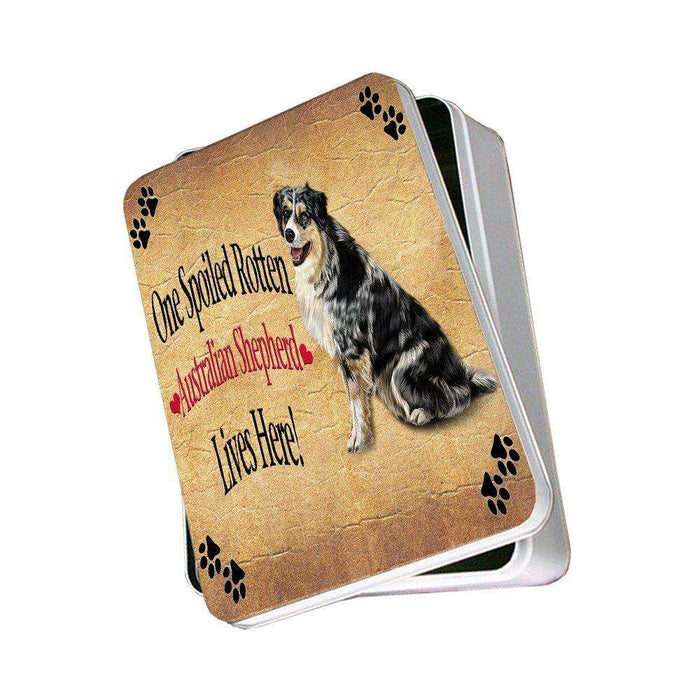 Australian Shepherd Spoiled Rotten Dog Photo Storage Tin