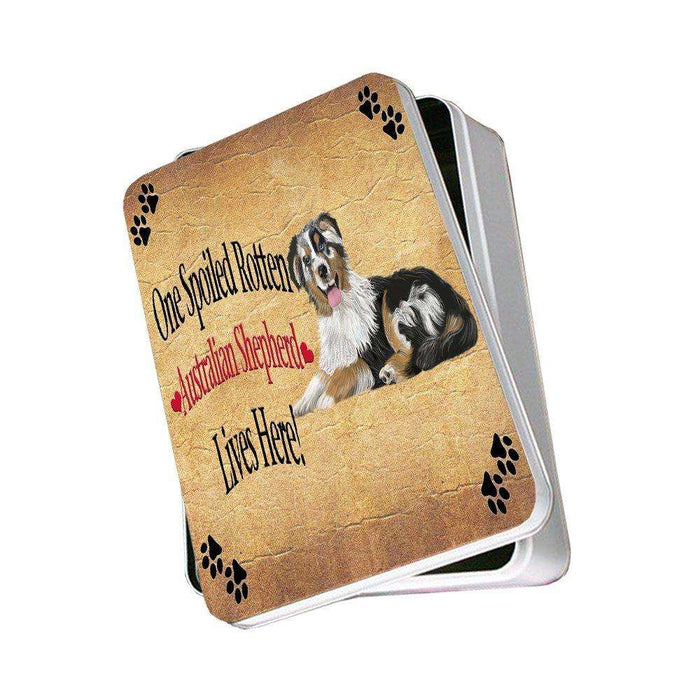 Australian Shepherd Spoiled Rotten Dog Photo Storage Tin