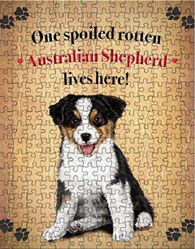 Australian Shepherd Spoiled Rotten Dog Puzzle with Photo Tin