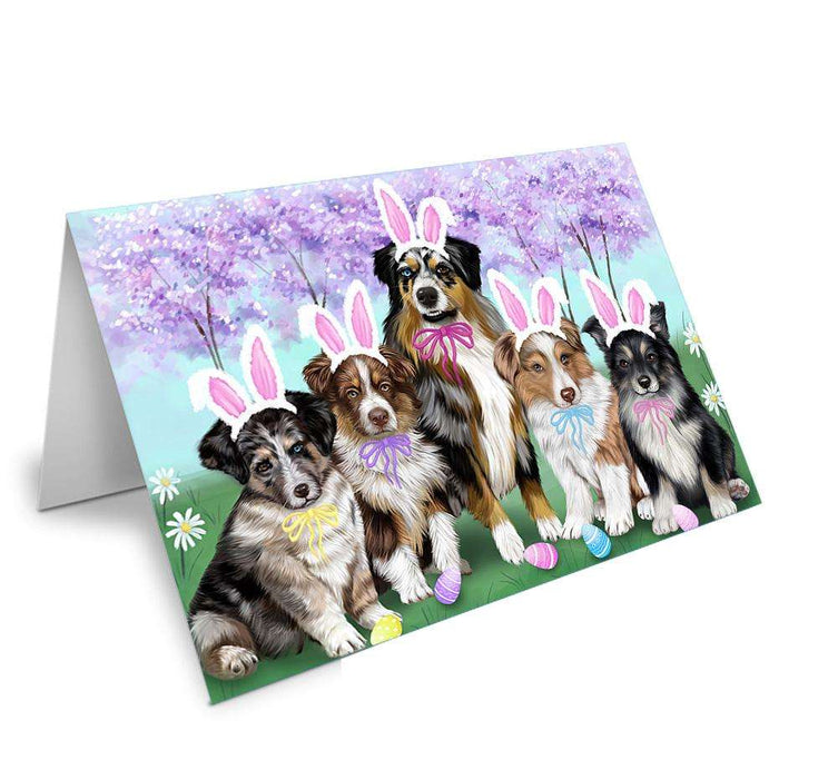 Australian Shepherds Dog Easter Holiday Handmade Artwork Assorted Pets Greeting Cards and Note Cards with Envelopes for All Occasions and Holiday Seasons GCD66725