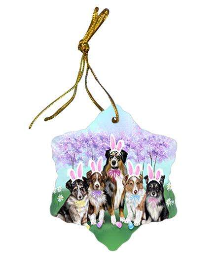 Australian Shepherds Dog Easter Holiday Star Porcelain Ornament SPOR54223