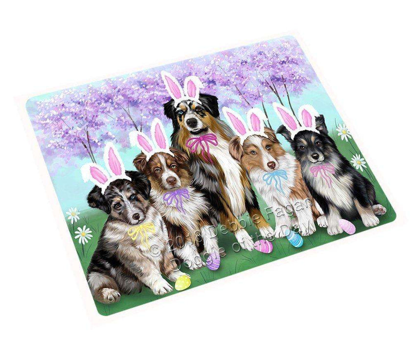 Australian Shepherds Dog Easter Holiday Tempered Cutting Board C51252