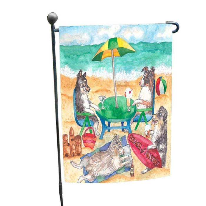 Australian Shepherds Dog on Beach Garden Flag