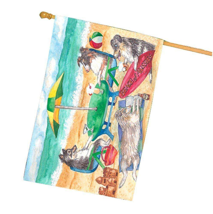 Australian Shepherds Dog on Beach House Flag