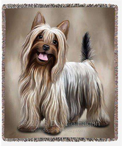 Australian Silky Terrier Dog Art Portrait Print Woven Throw Blanket