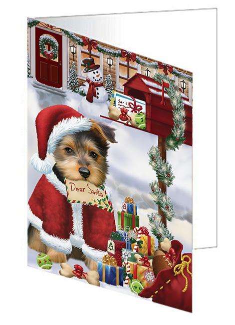 Australian Terrier Dog Dear Santa Letter Christmas Holiday Mailbox Handmade Artwork Assorted Pets Greeting Cards and Note Cards with Envelopes for All Occasions and Holiday Seasons GCD64586
