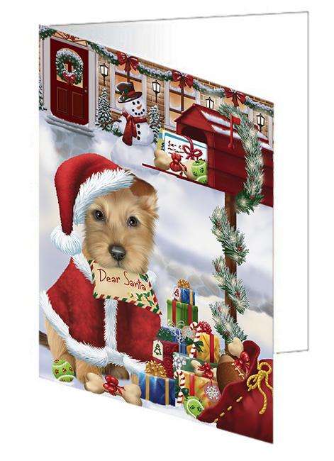Australian Terrier Dog Dear Santa Letter Christmas Holiday Mailbox Handmade Artwork Assorted Pets Greeting Cards and Note Cards with Envelopes for All Occasions and Holiday Seasons GCD64589