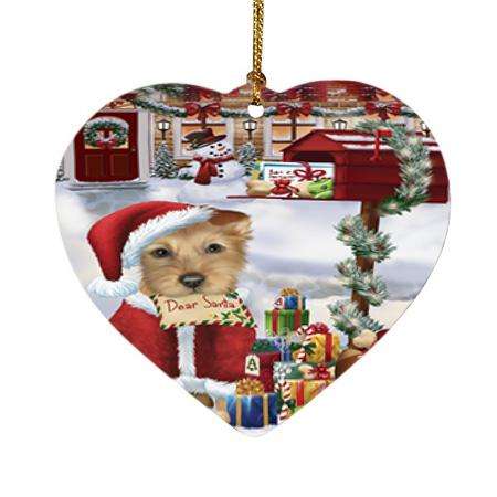 Australian Terrier Dog Dear Santa Letter Christmas Holiday Mailbox Heart Christmas Ornament HPOR53520