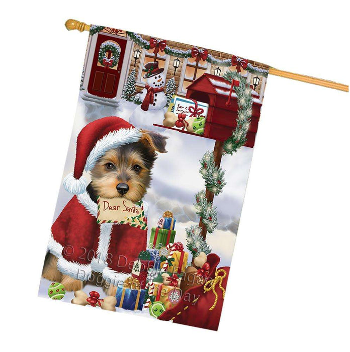 Australian Terrier Dog Dear Santa Letter Christmas Holiday Mailbox House Flag FLG53717