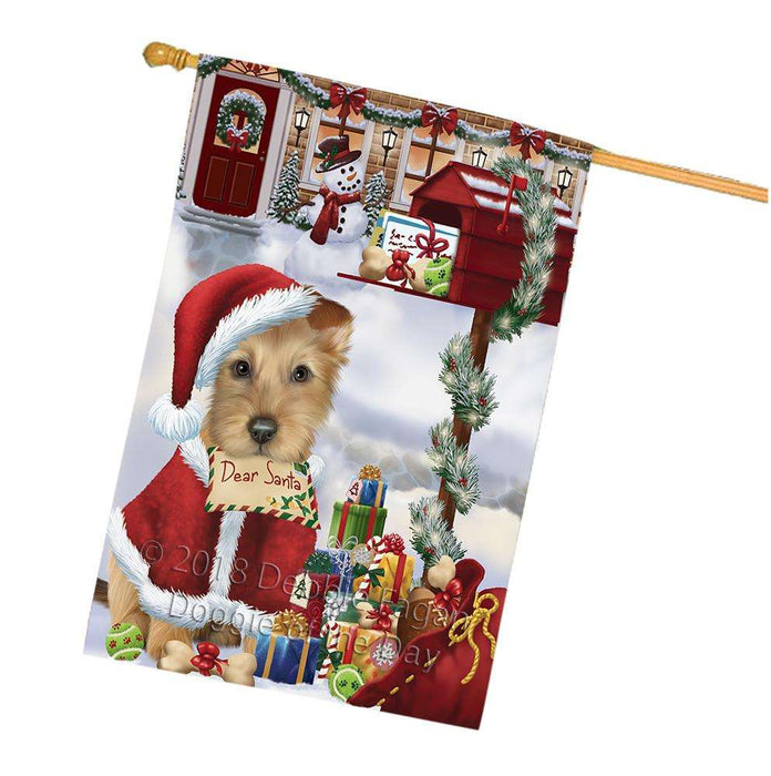 Australian Terrier Dog Dear Santa Letter Christmas Holiday Mailbox House Flag FLG53718