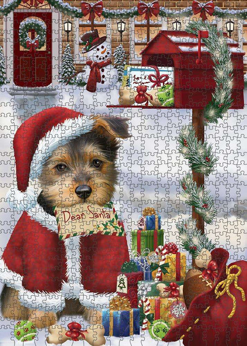 Australian Terrier Dog Dear Santa Letter Christmas Holiday Mailbox Puzzle with Photo Tin PUZL81232