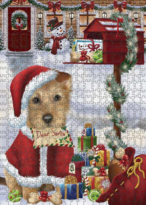 Australian Terrier Dog Dear Santa Letter Christmas Holiday Mailbox Puzzle with Photo Tin PUZL81236