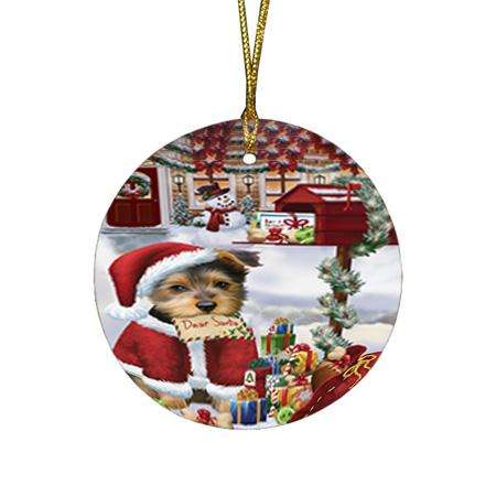 Australian Terrier Dog Dear Santa Letter Christmas Holiday Mailbox Round Flat Christmas Ornament RFPOR53510