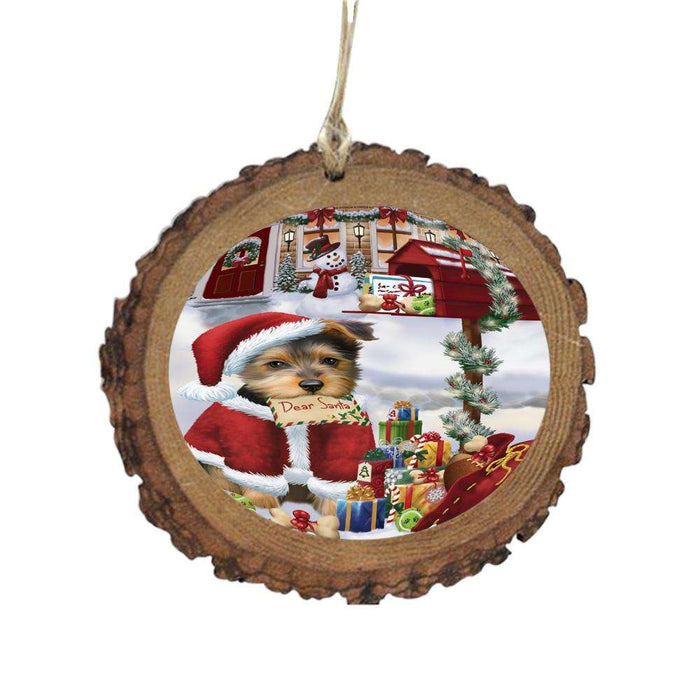 Australian Terrier Dog Dear Santa Letter Christmas Holiday Mailbox Wooden Christmas Ornament WOR49004