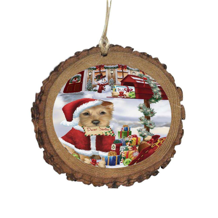 Australian Terrier Dog Dear Santa Letter Christmas Holiday Mailbox Wooden Christmas Ornament WOR49005