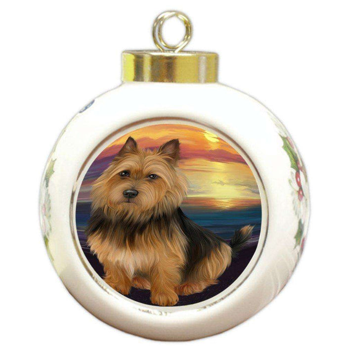 Australian Terrier Dog Round Ball Christmas Ornament RBPOR48474
