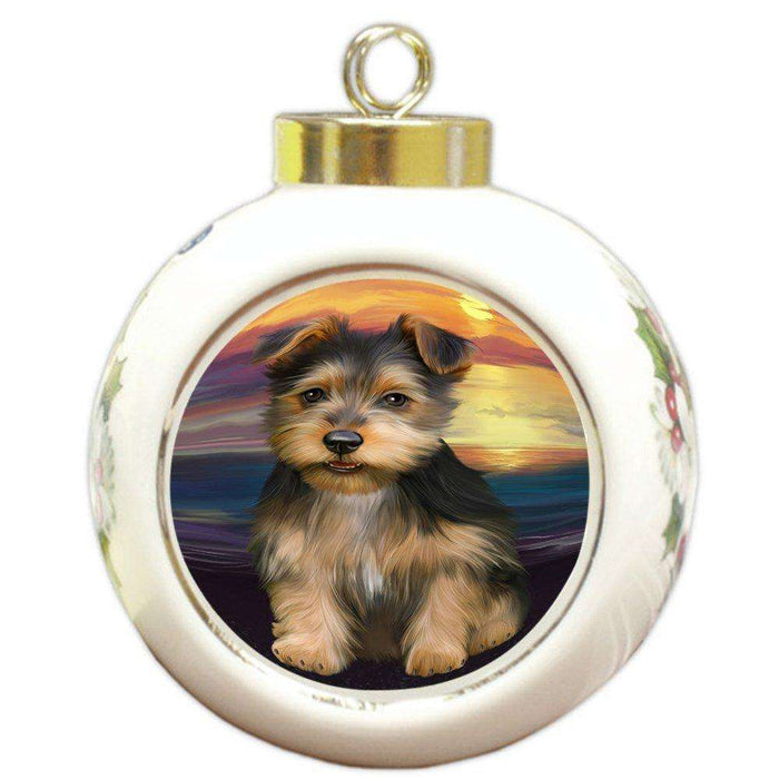 Australian Terrier Dog Round Ball Christmas Ornament RBPOR48475