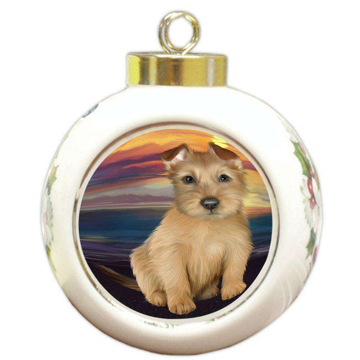 Australian Terrier Dog Round Ball Christmas Ornament RBPOR48476